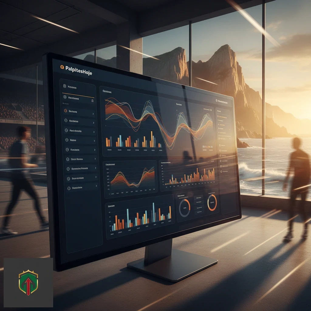 Dashboard do PalpitesHoje com os últimos palpites e métricas de desempenho.