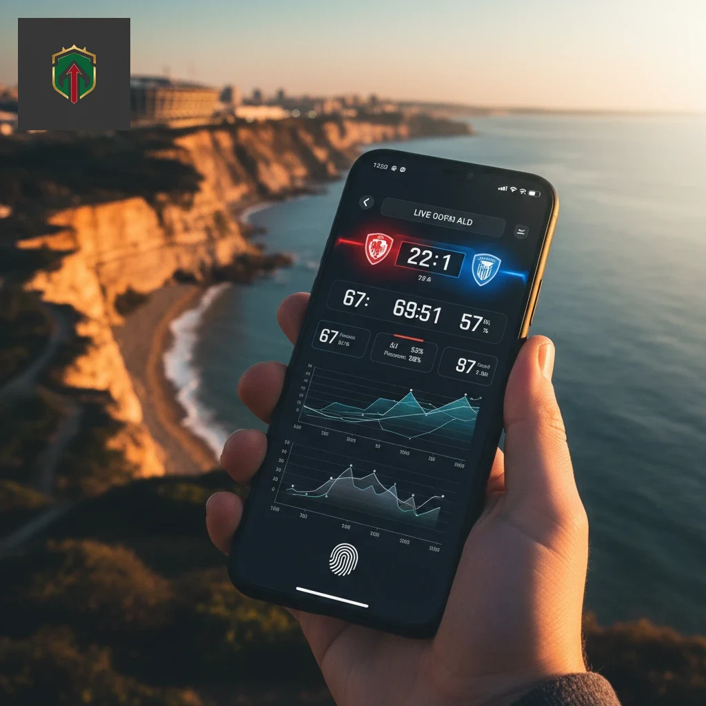 Interface de aplicação móvel com navegação desportiva